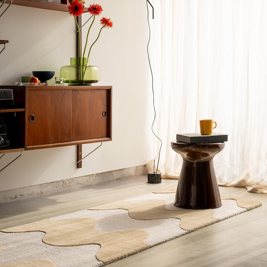 
Handgetufteter Designer Läufer „Loki Butter“ aus 100% Wolle, verschiedene Grössen - 70 x 245 cm