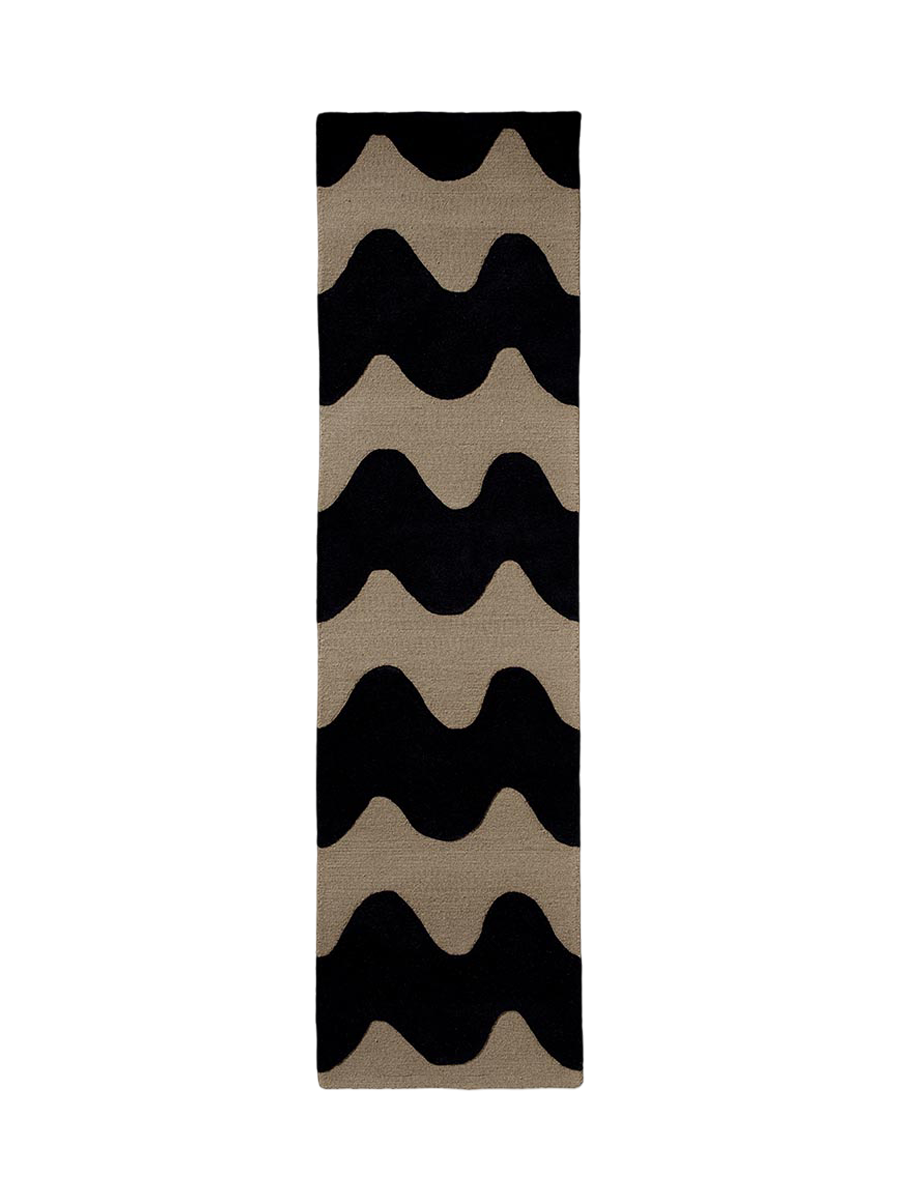 
Handgetufteter Designer Läufer „Loki Black“ aus 100% Wolle, verschiedene Grössen - 80 x 300 cm