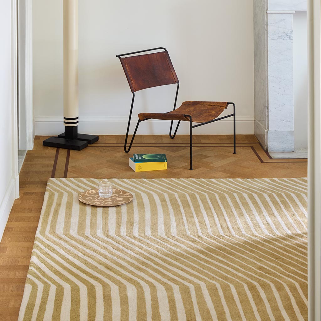 
Tapis design tufté à la main « Kalasääski Brass » 100 % laine, plusieurs tailles - 140 x 200 cm