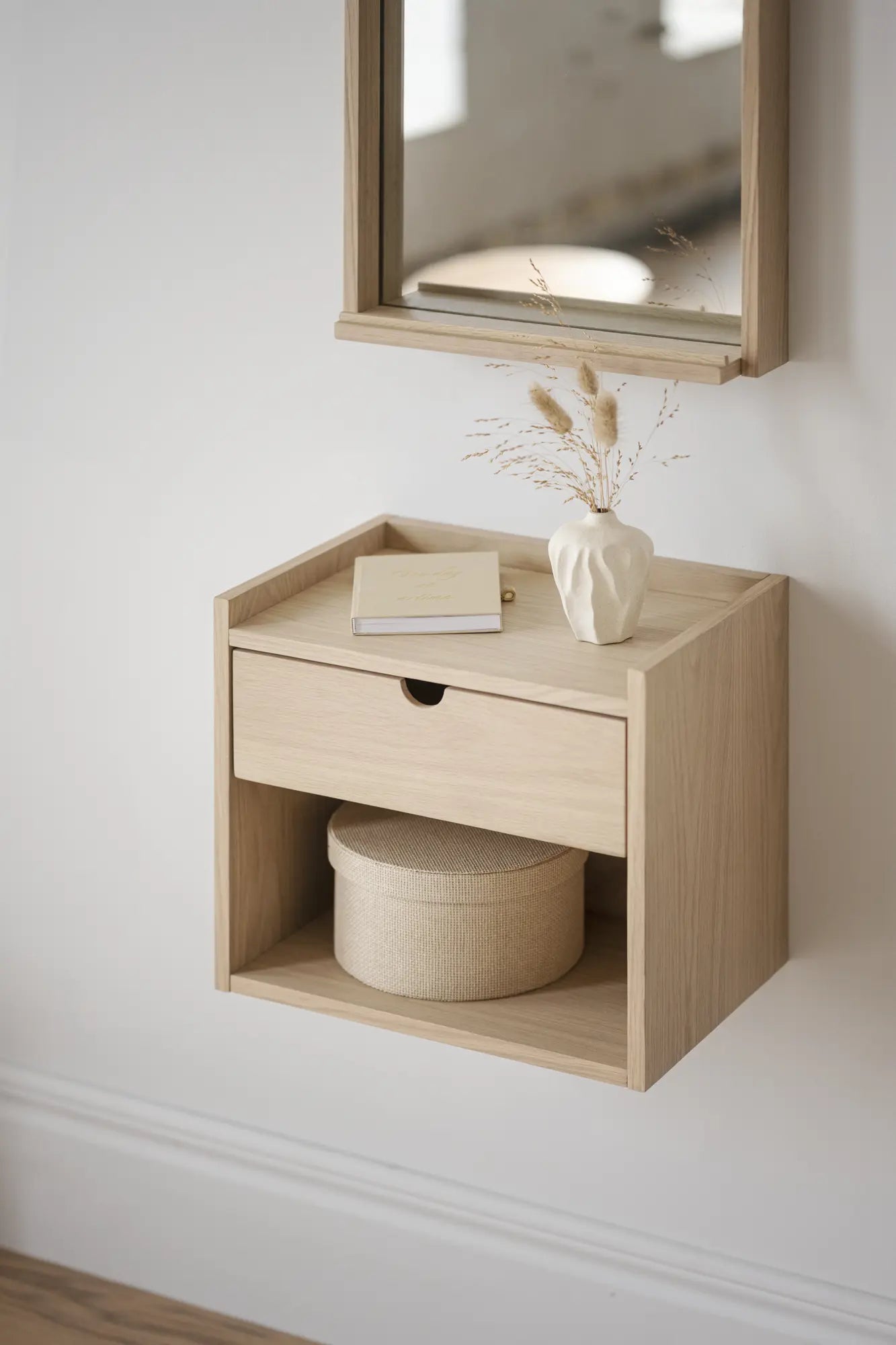
Designer bedside table "Hillmond" for wall mounting - Light oak