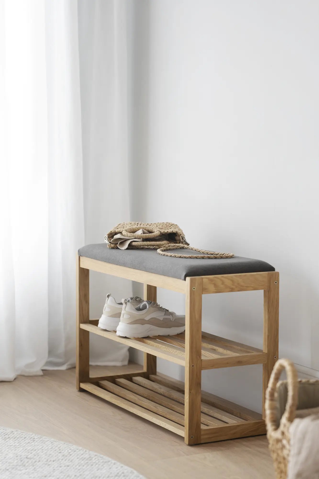 
Solid Shoe Rack & Bench "Confetti" - Oak Natural
