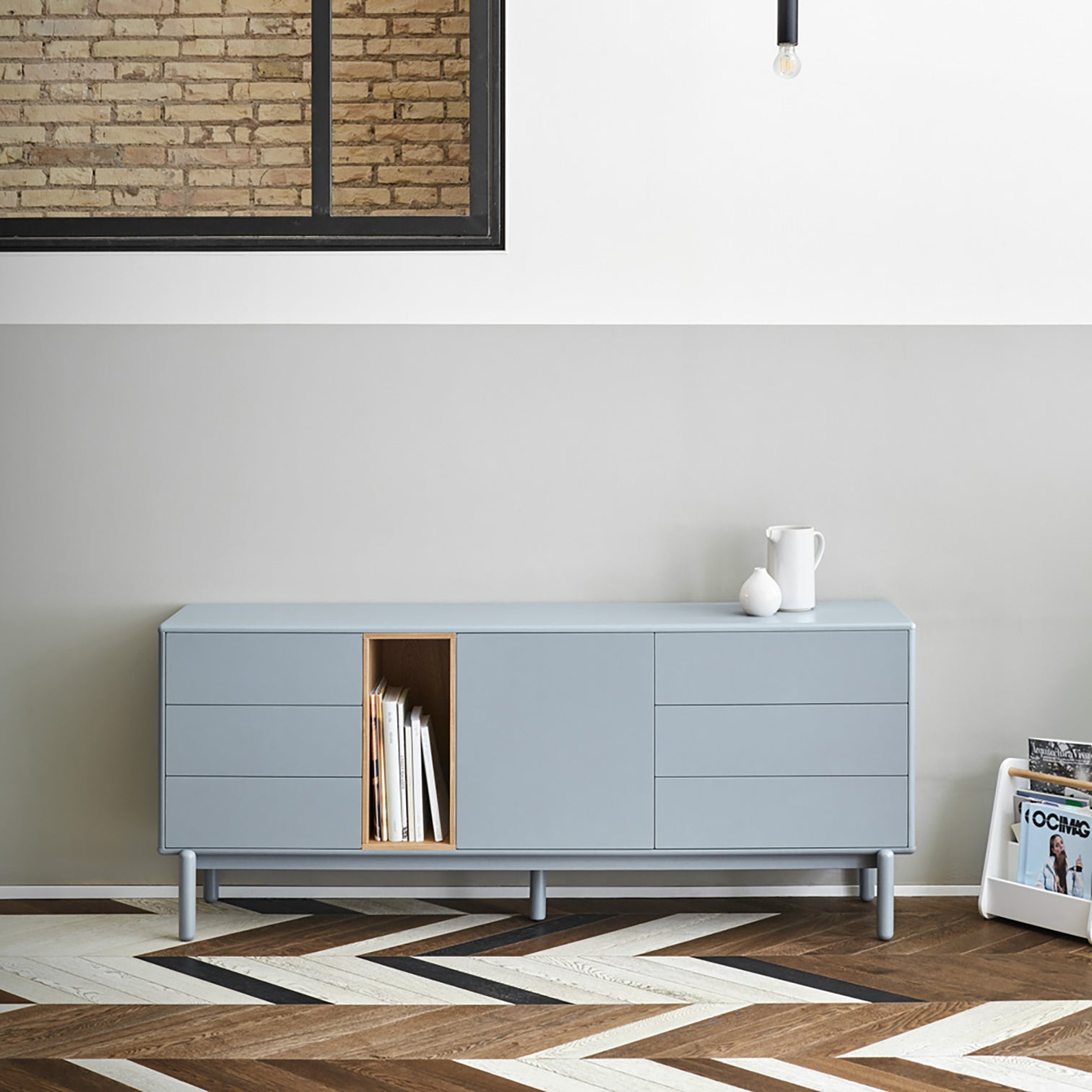 
Grand buffet design « Corvo » - Gris perle
