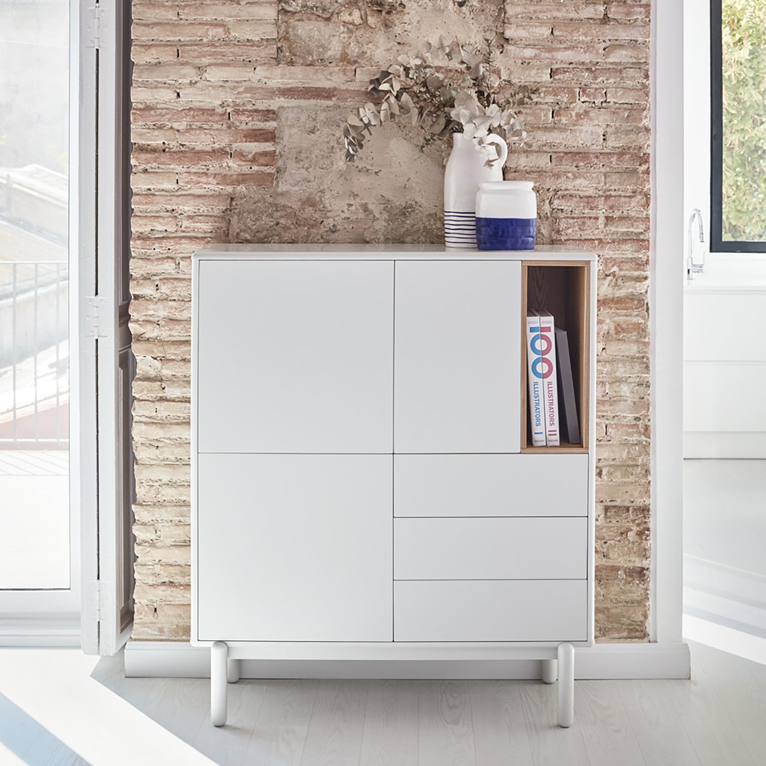 
Highboard design « Corvo » - Crème