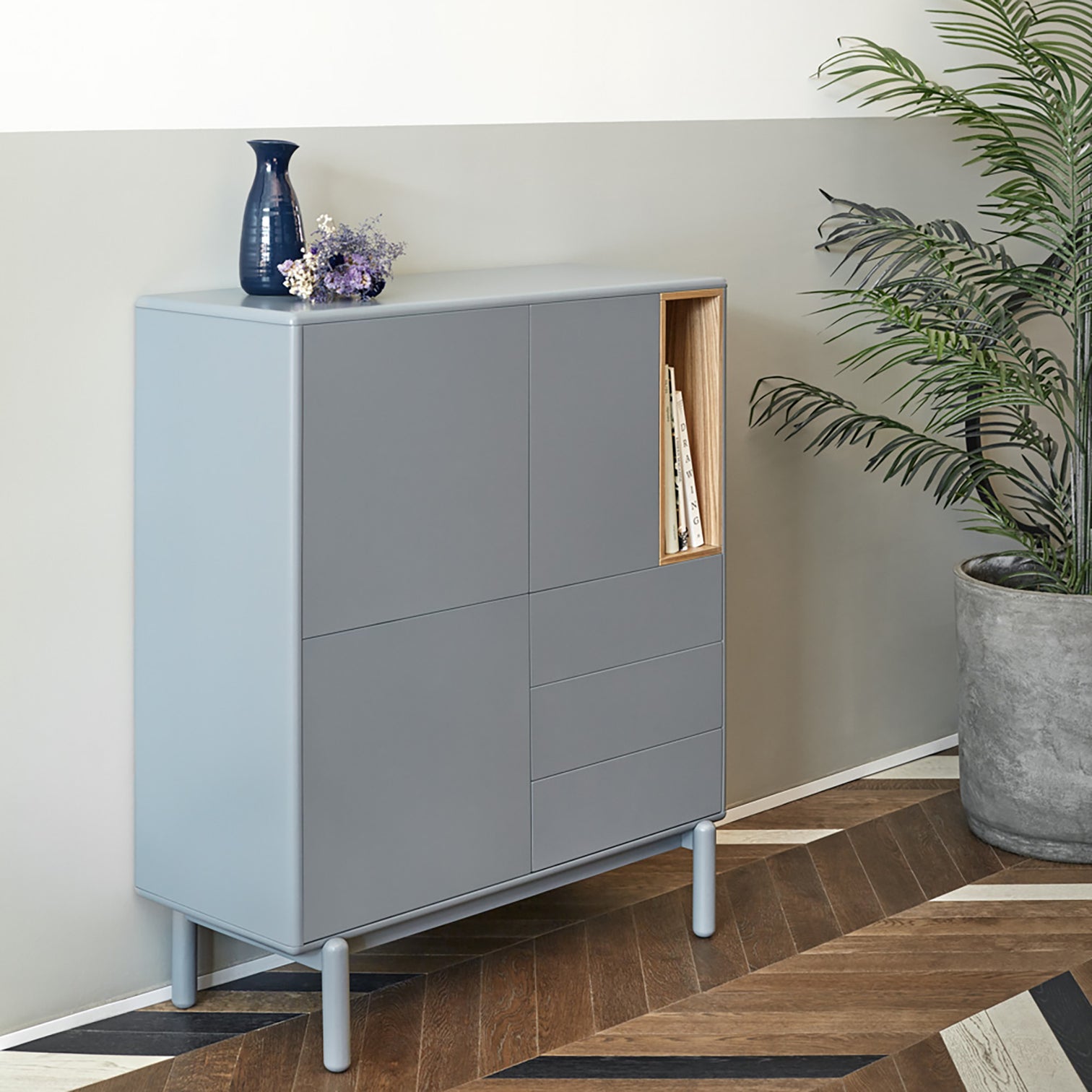 
Highboard design « Corvo » - Gris perle