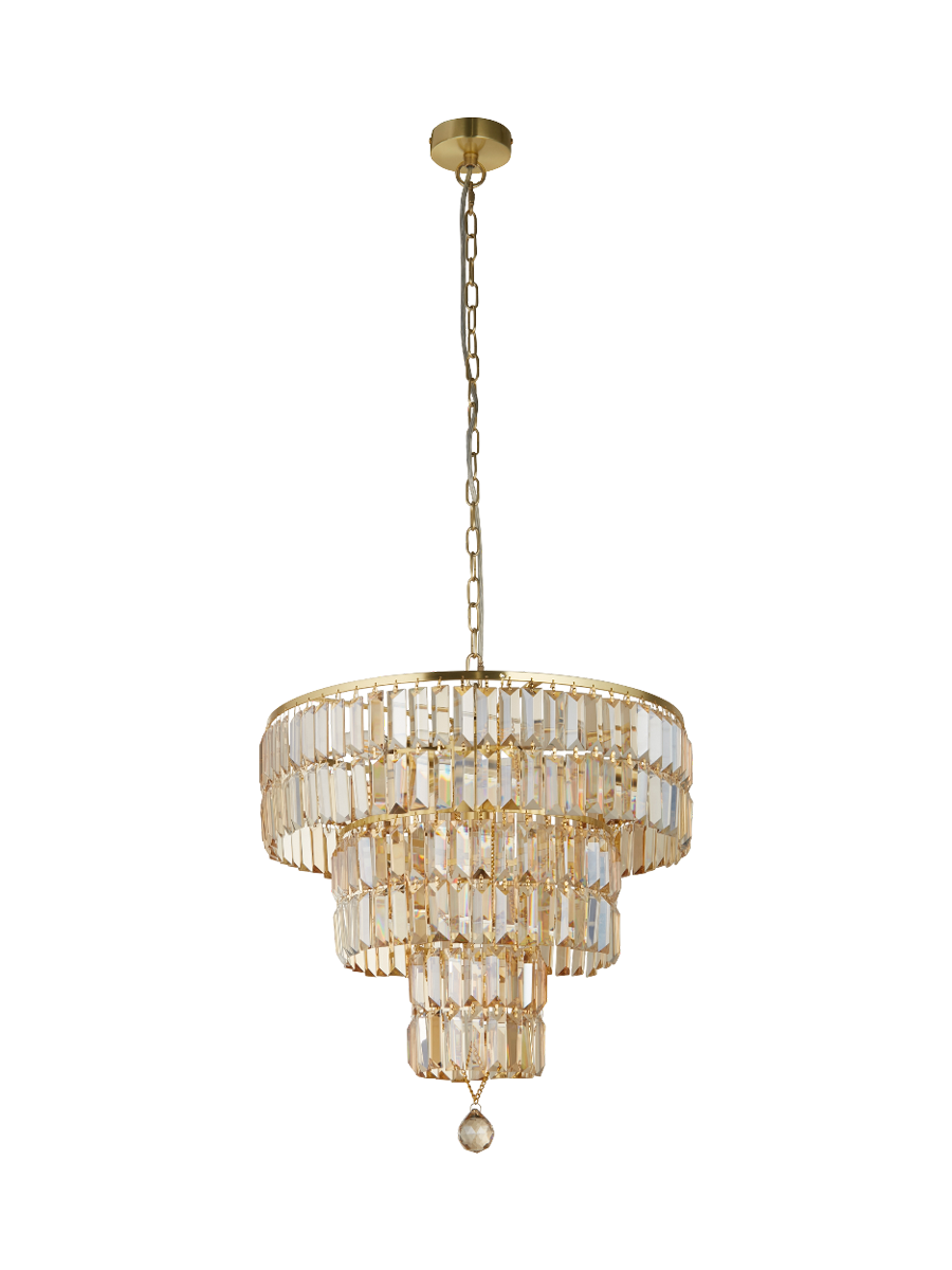 
Exclusive, Dimmable "Empire" Chandelier, Gold/Champagne - 5-flame