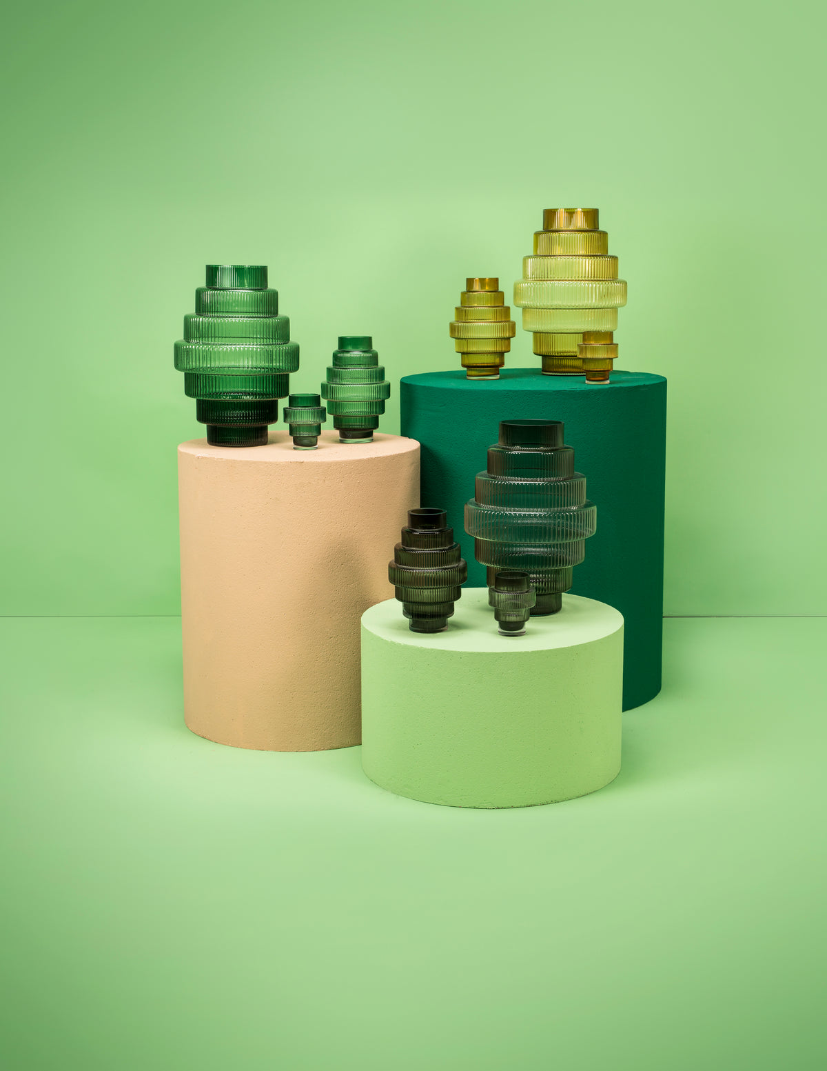 
Vaso da pavimento di design soffiato a mano „Steps“ - Grigio