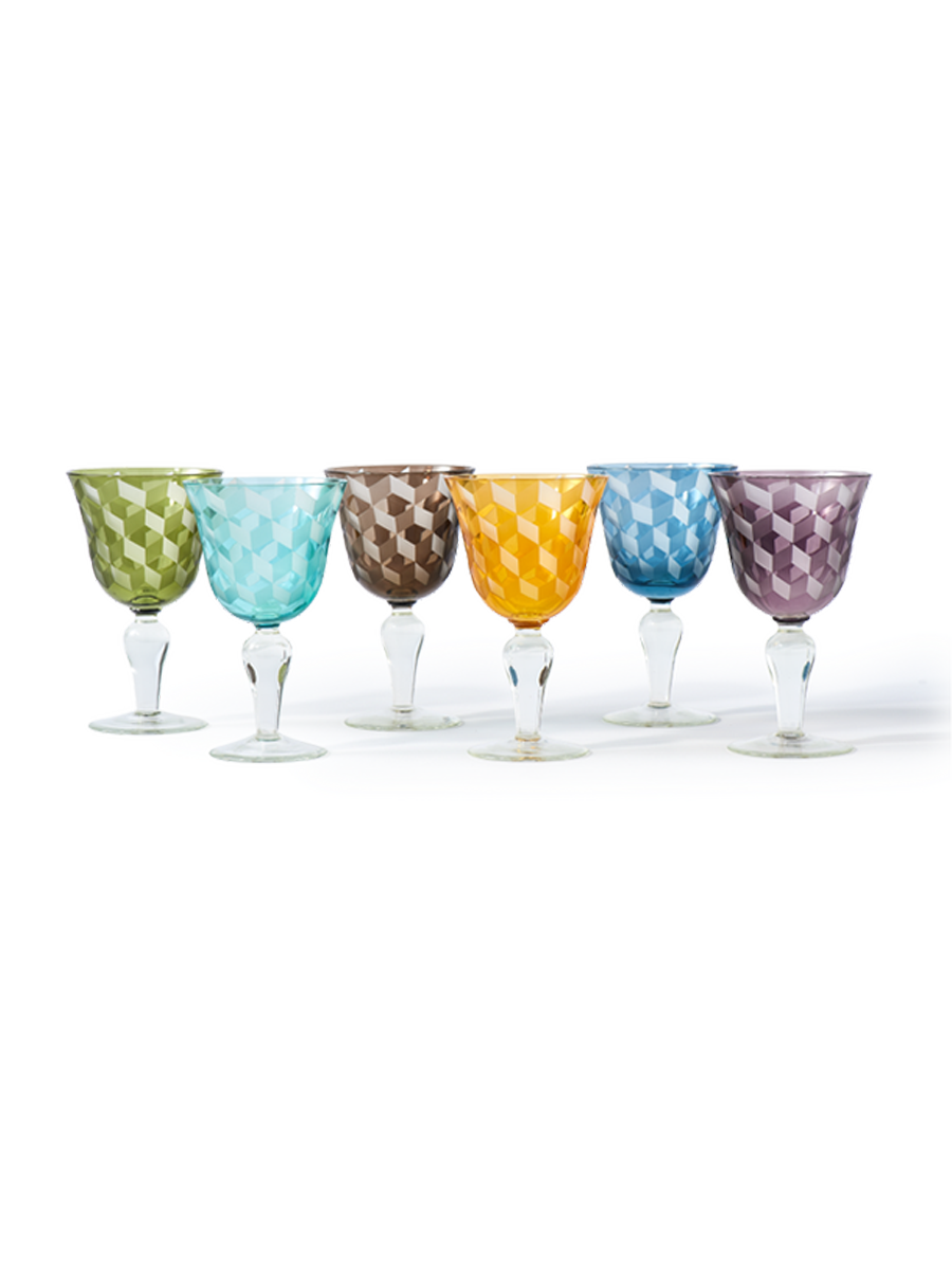
"Blocks" Wine Glass Set (6 pieces)