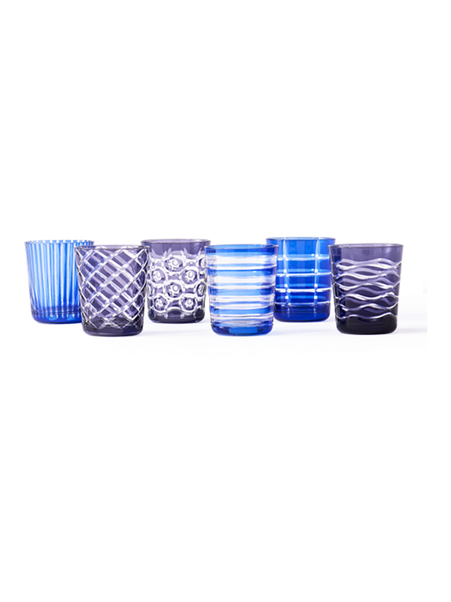 
Designer Tumbler Glass Set "Cobalt" (6 pieces)