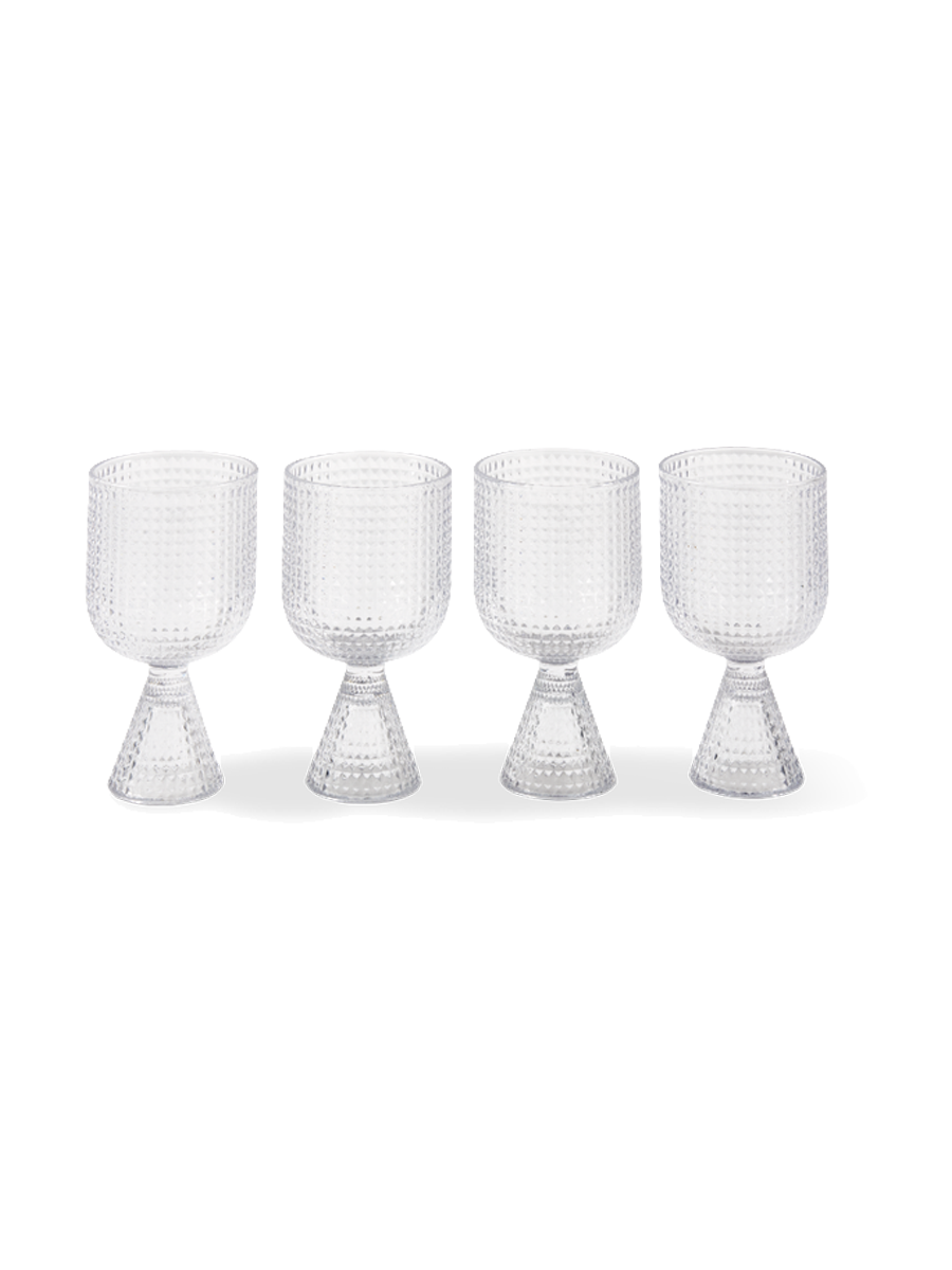 
Designer Wine Glass Set "Rooftop," Set of 4 - Transparent