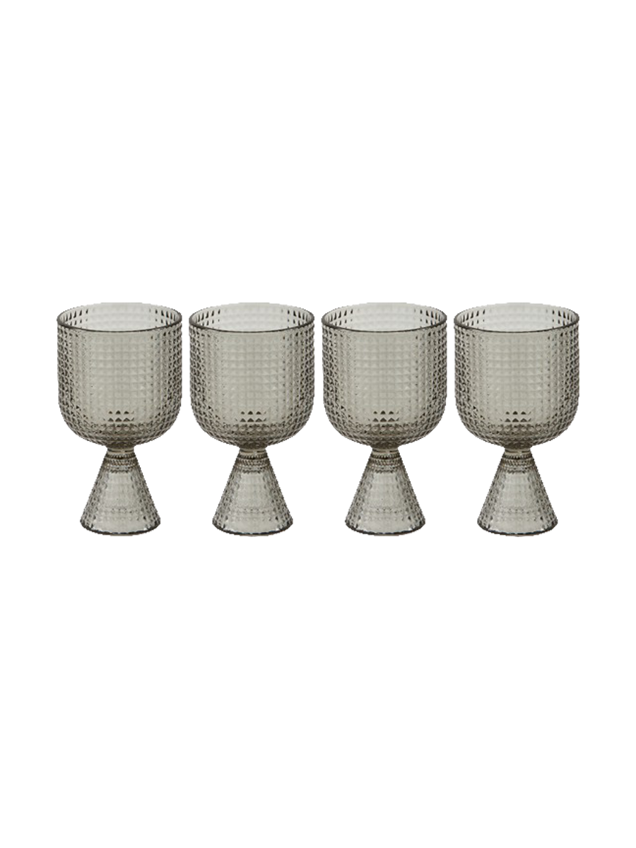 
Designer Wine Glass Set "Rooftop," Set of 4 - Grey