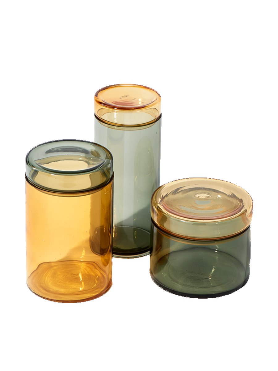 
Set de rangement 3 pièces « Caps & Jars » - Gris / Ambre