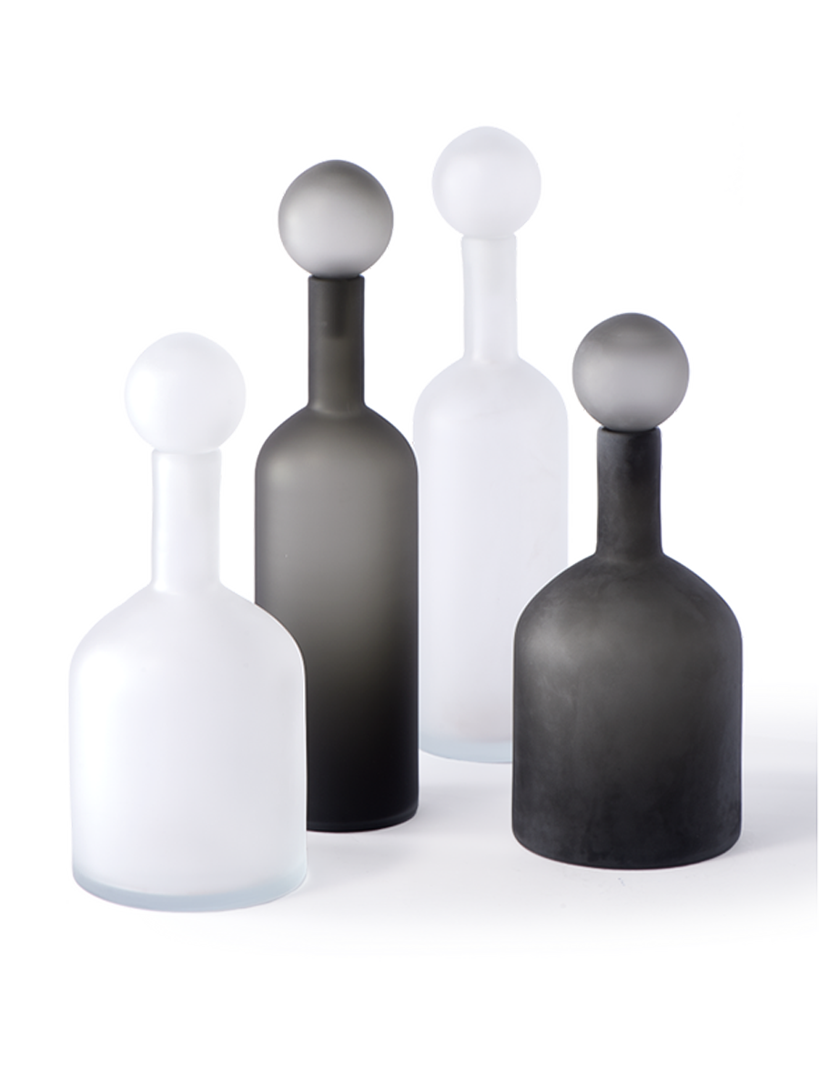 
4-piece set "Bubbles & Bottles" - Black & White