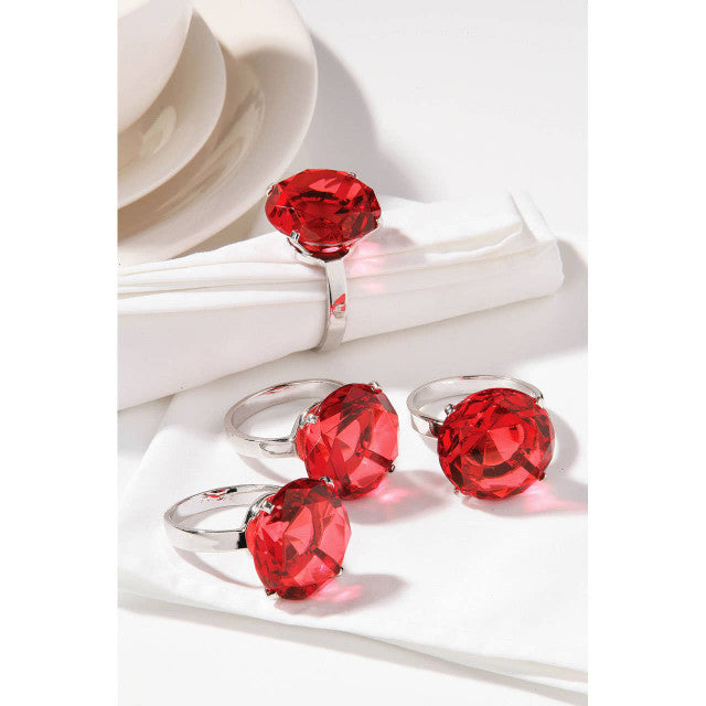 
Lot de 4 ronds de serviette « Diamante » - Rouge
