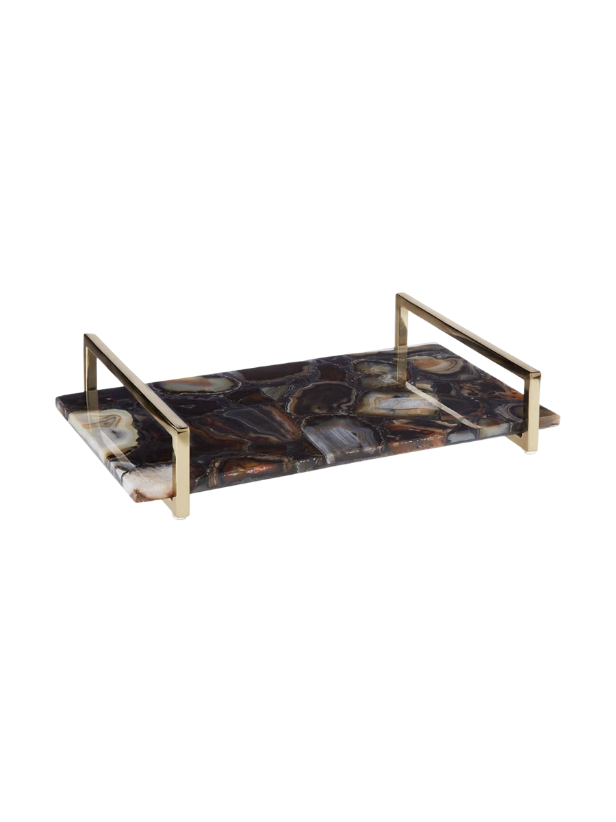 
Grand plateau noble « Bowerbird » en pierre d'agate véritable