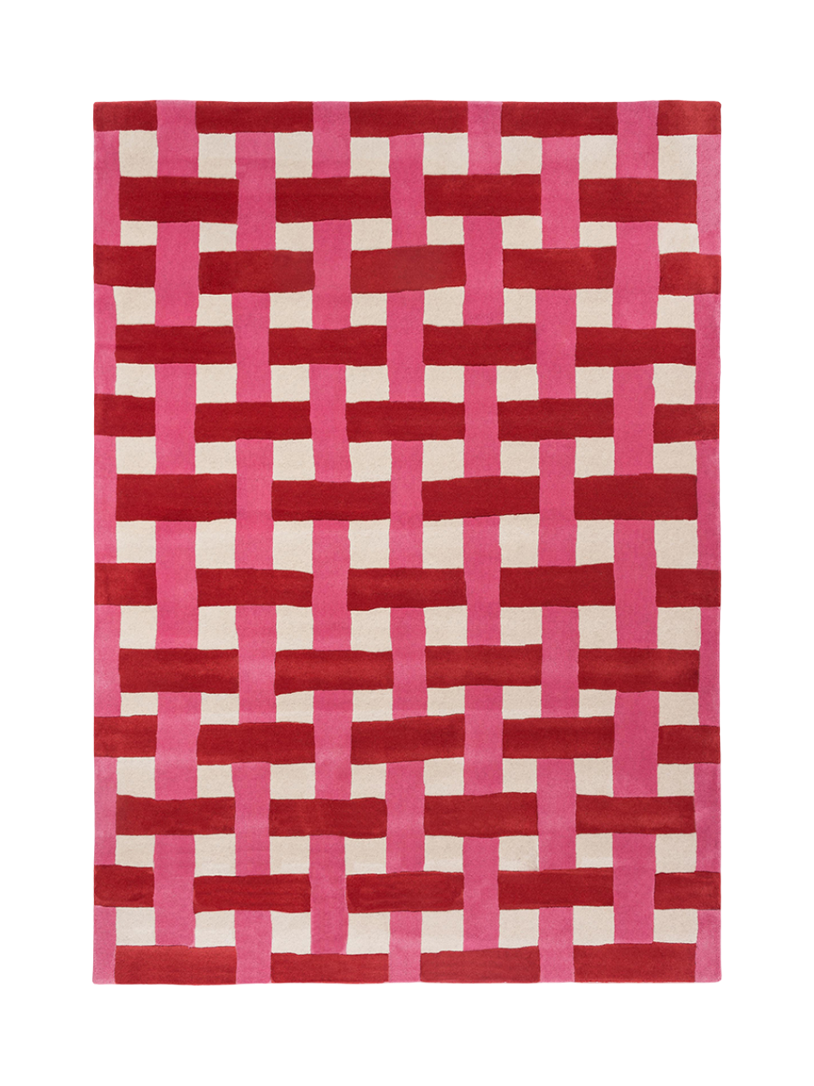
Designer Wool Rug "Basket Weave" Coral/Rose - hand-tufted - 140 x 200 cm / Coral/Rose
