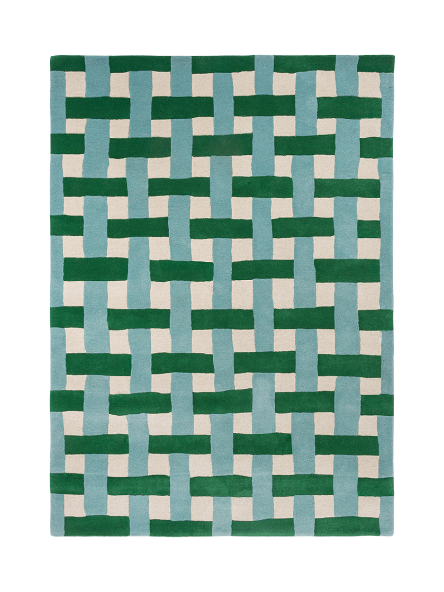 
Designer wool rug "Basket Weave" - hand-tufted - 140 x 200 cm / Emerald/Aquamarine