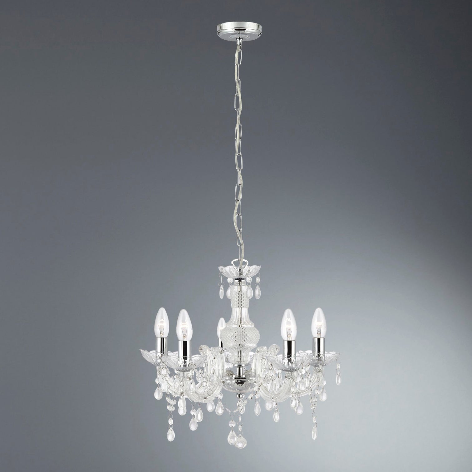 
Classic, dimmable "Marie Therese" chandelier Ø 48/ H 42-93 cm - Transparent