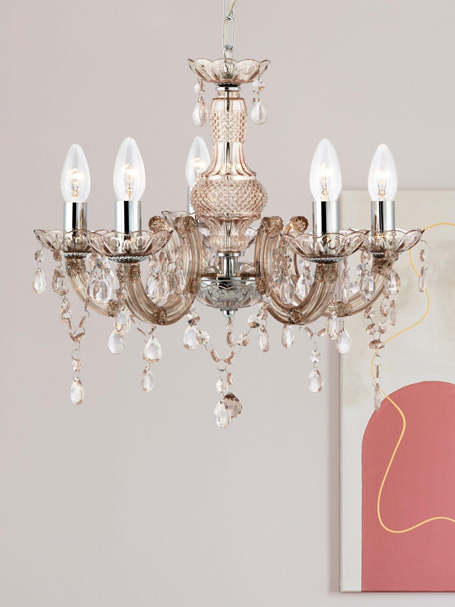 
Classic, dimmable "Marie Therese" chandelier Ø 48/ H 42-93 cm - Champagne