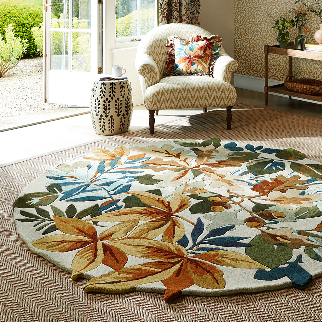 
Tapis rond design « Robins Wood » - tufté main, 100 % pure laine vierge - Ø 150 cm / Brun roux