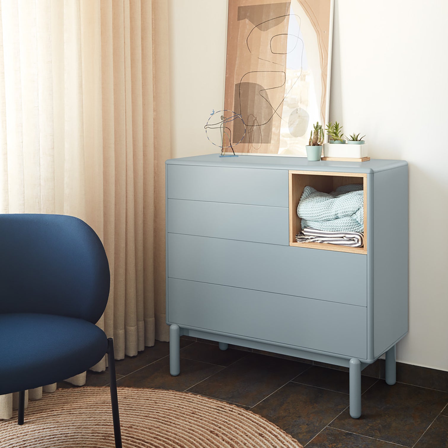 
Commode design « Corvo II » - Gris perle
