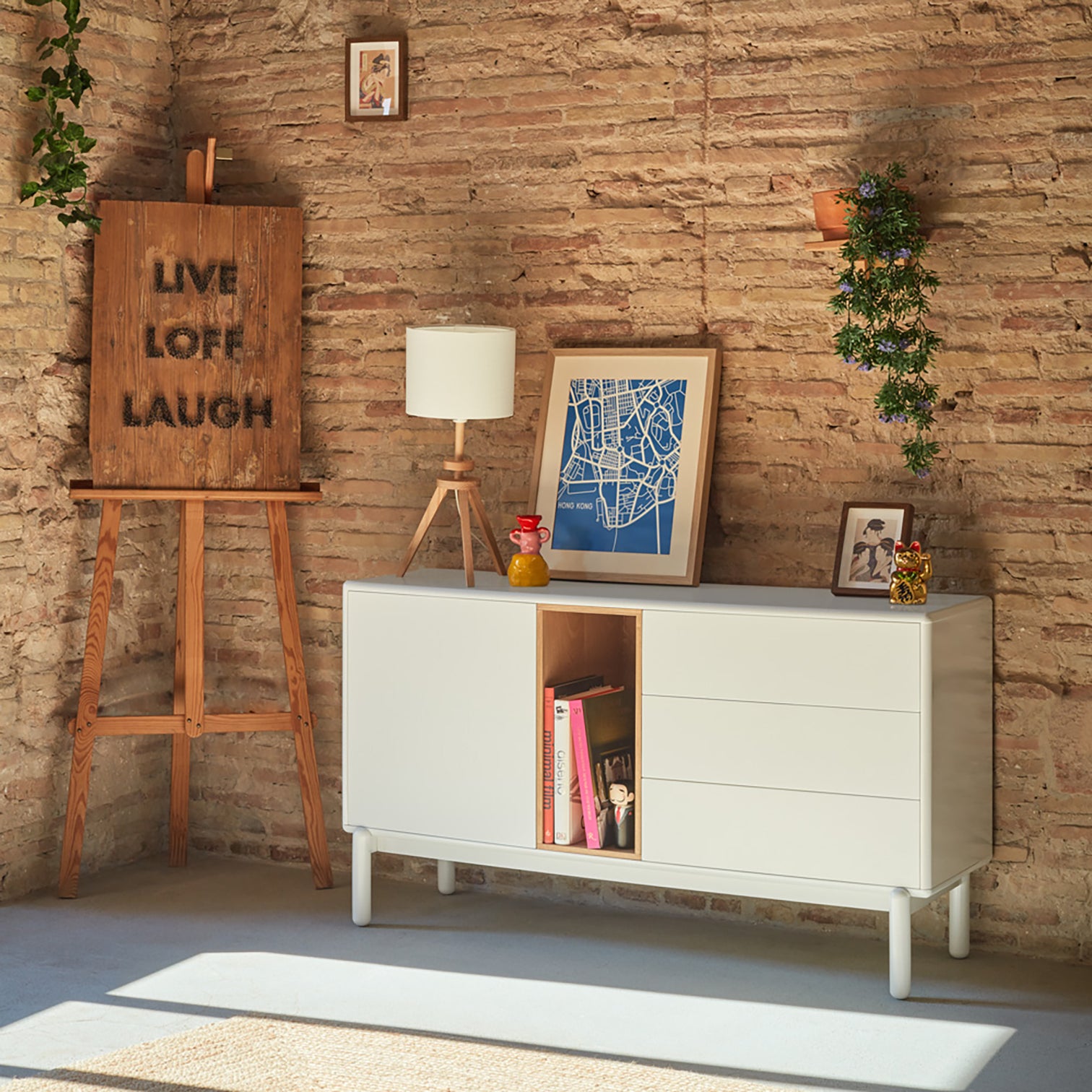 
Buffet design « Corvo » - Gris perle