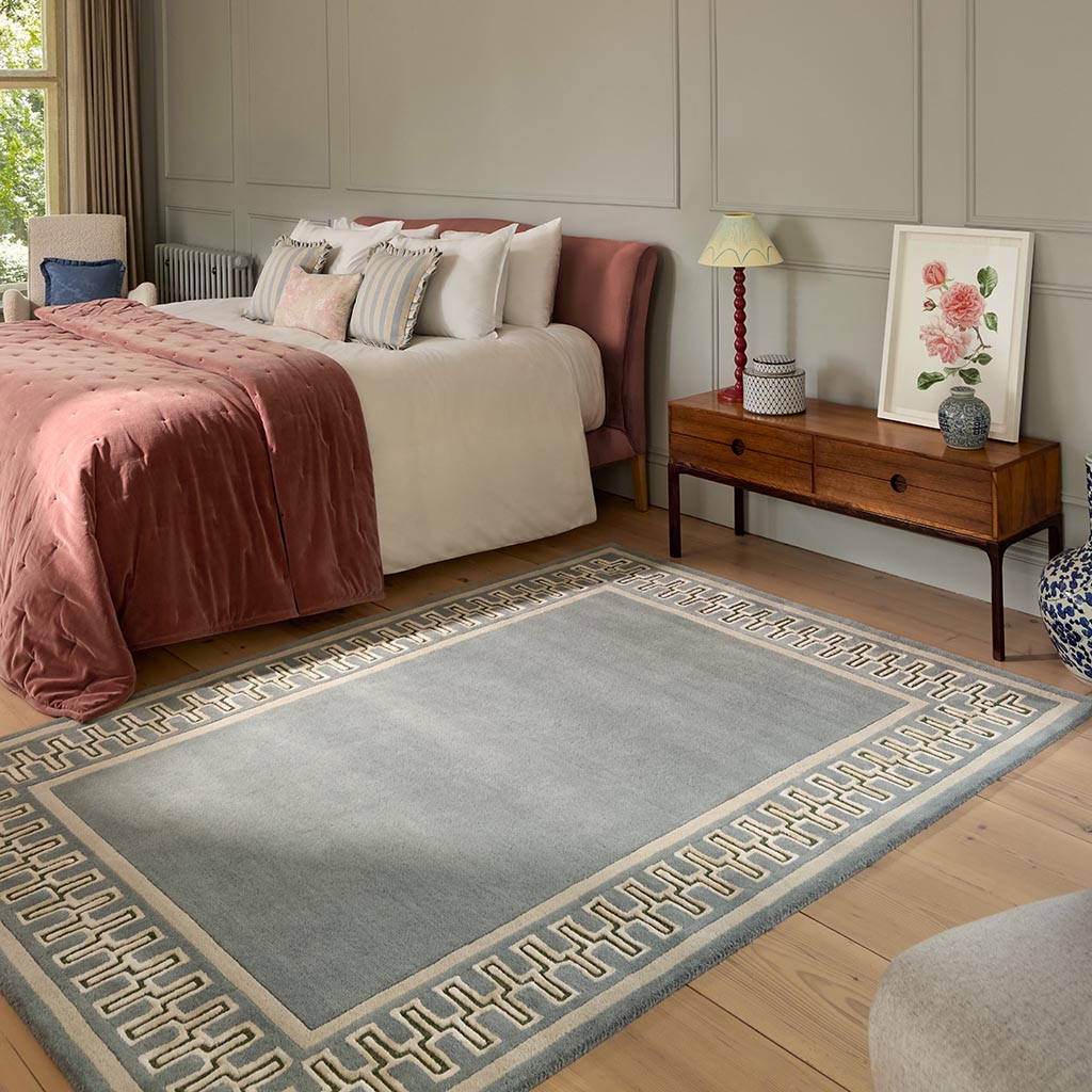 
Tapis design « Linnean Porcelain » - tufté main, en pure laine vierge et viscose - 140 x 200 cm