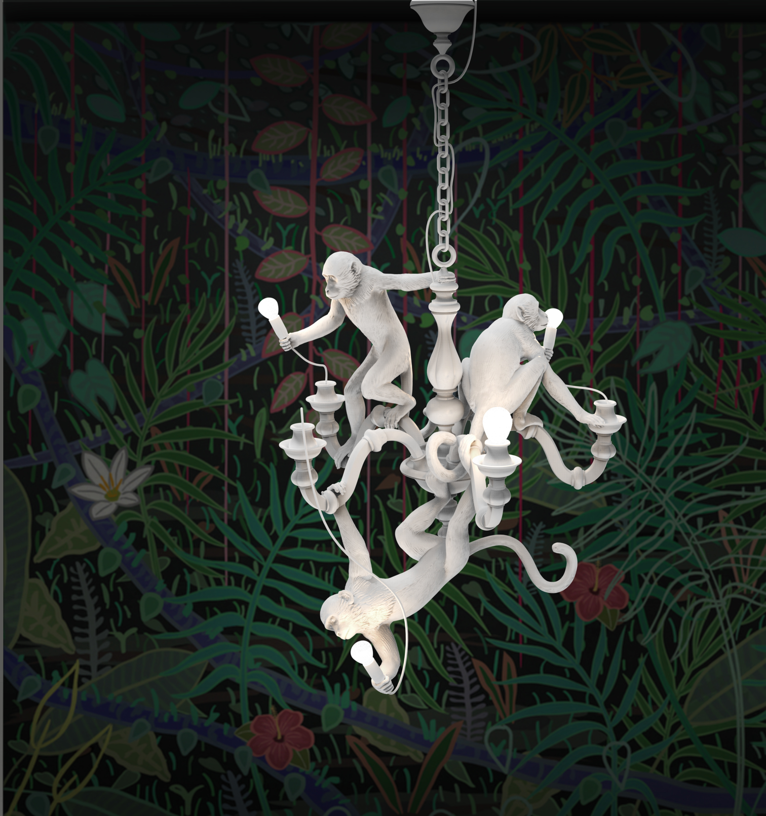 
Large LED Designer Pendant Lamp "The Monkey Chandelier" - White