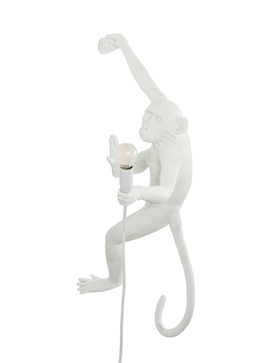 
LED Designer Wall Lamp "The Monkey Lamp Hanging" - White / right version