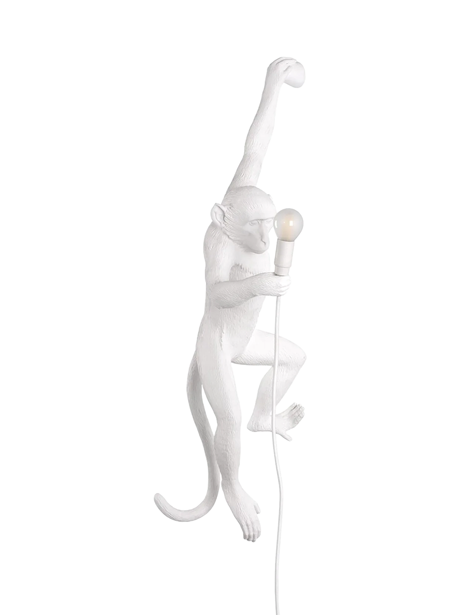 
LED Designer Wall Lamp "The Monkey Lamp Hanging" - White / left version