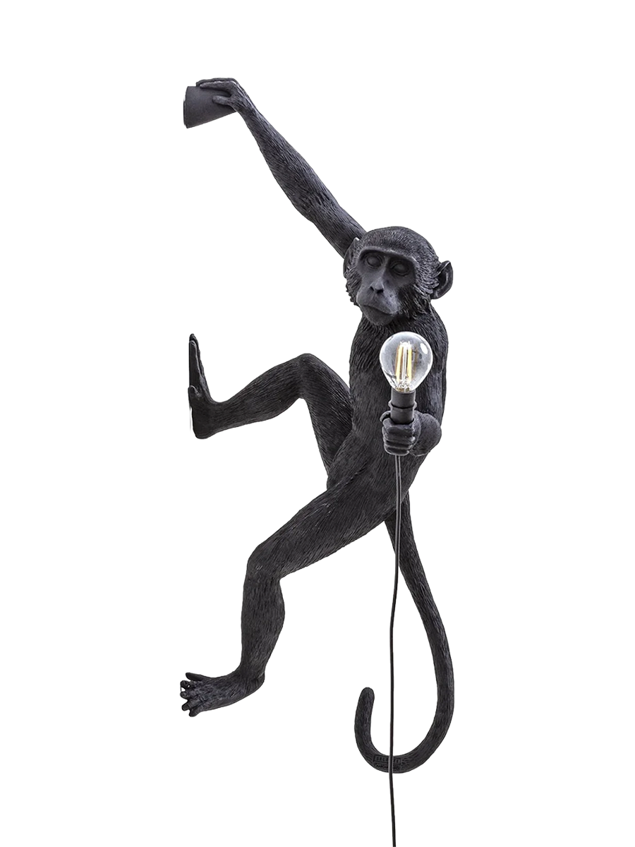 
LED Designer Wall Lamp "The Monkey Lamp Hanging" - Black / right version