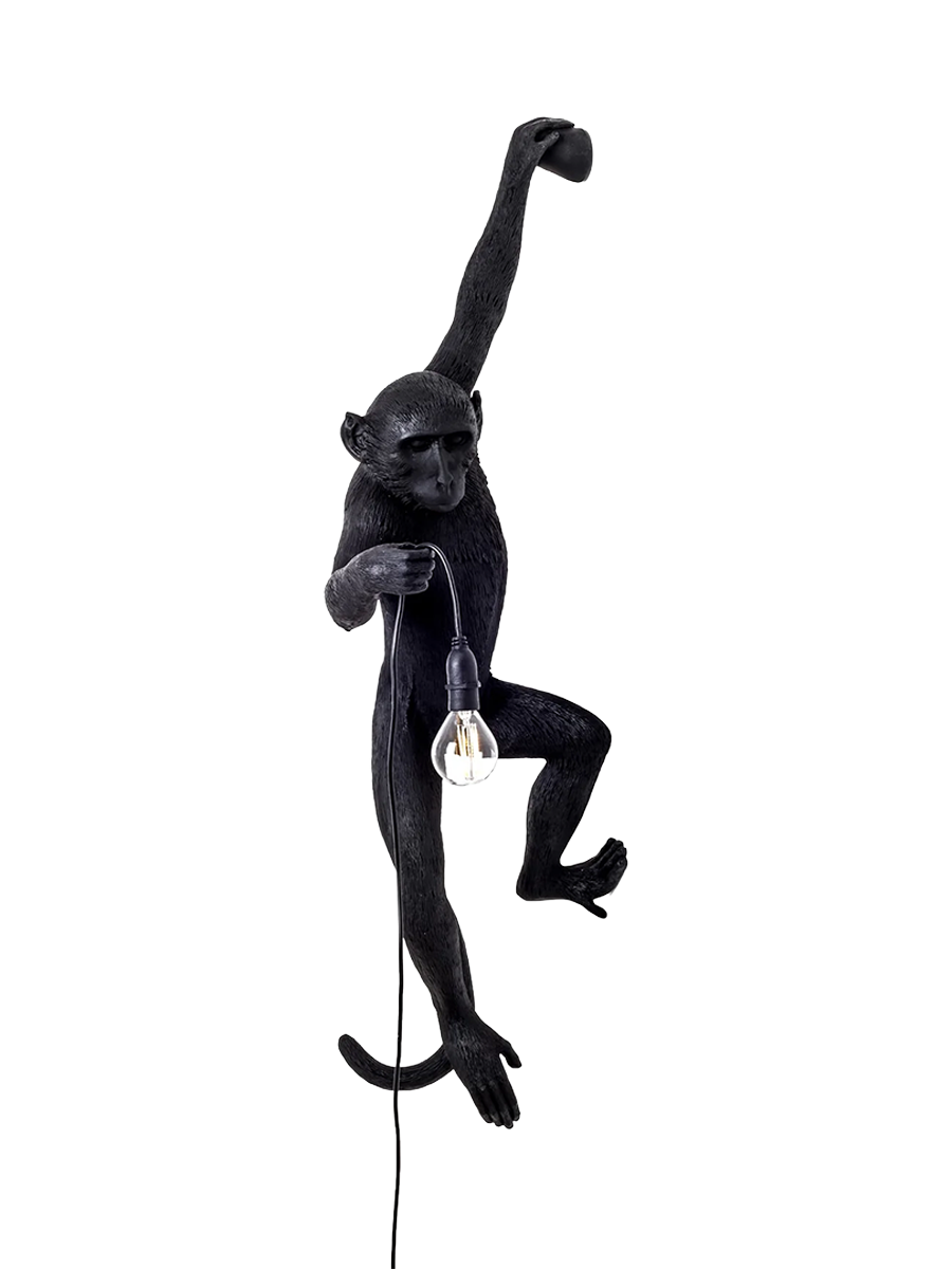 
LED Designer Wall Lamp "The Monkey Lamp Hanging" - Black / left version