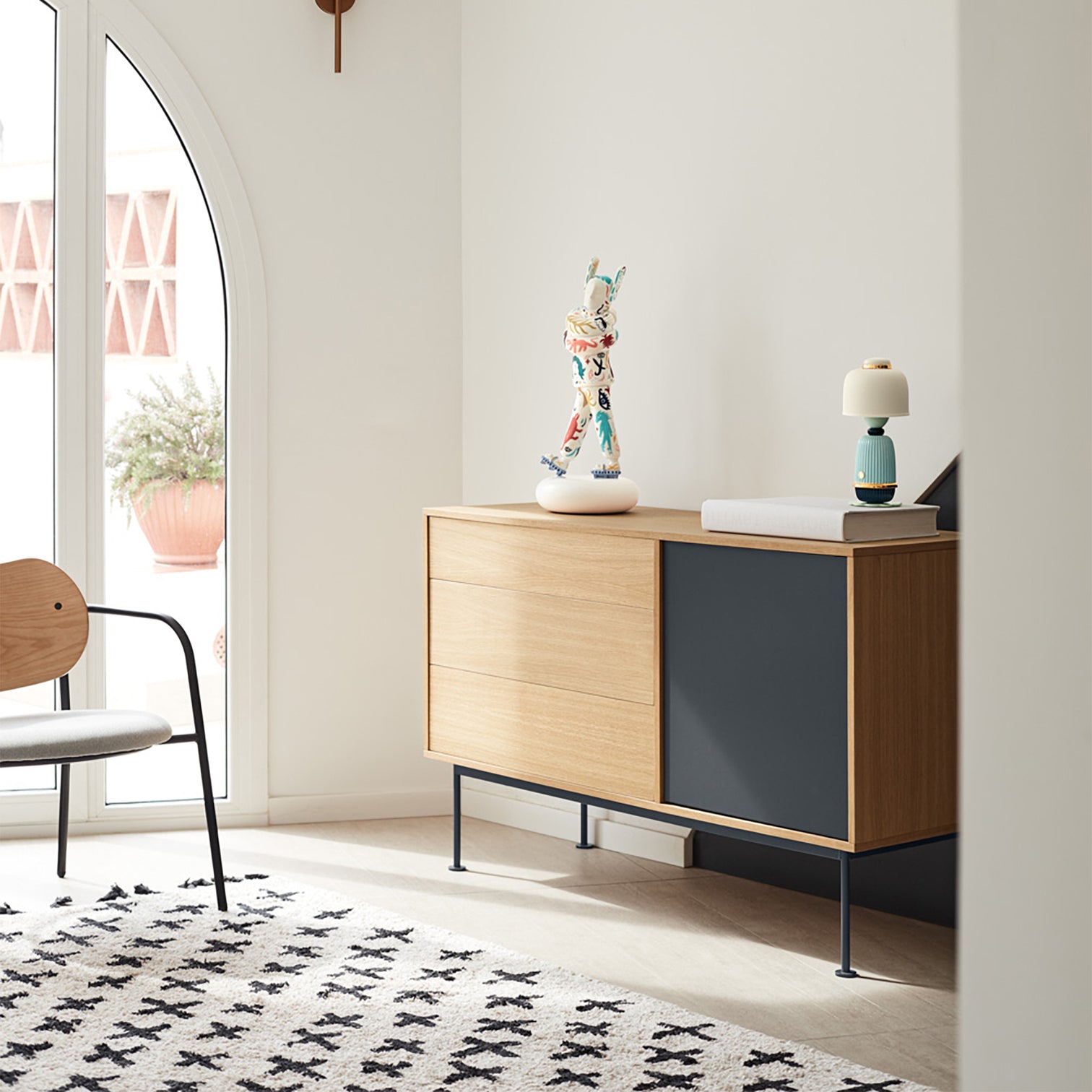 
Designer Sideboard "Yoko" - Anthracite / Oak