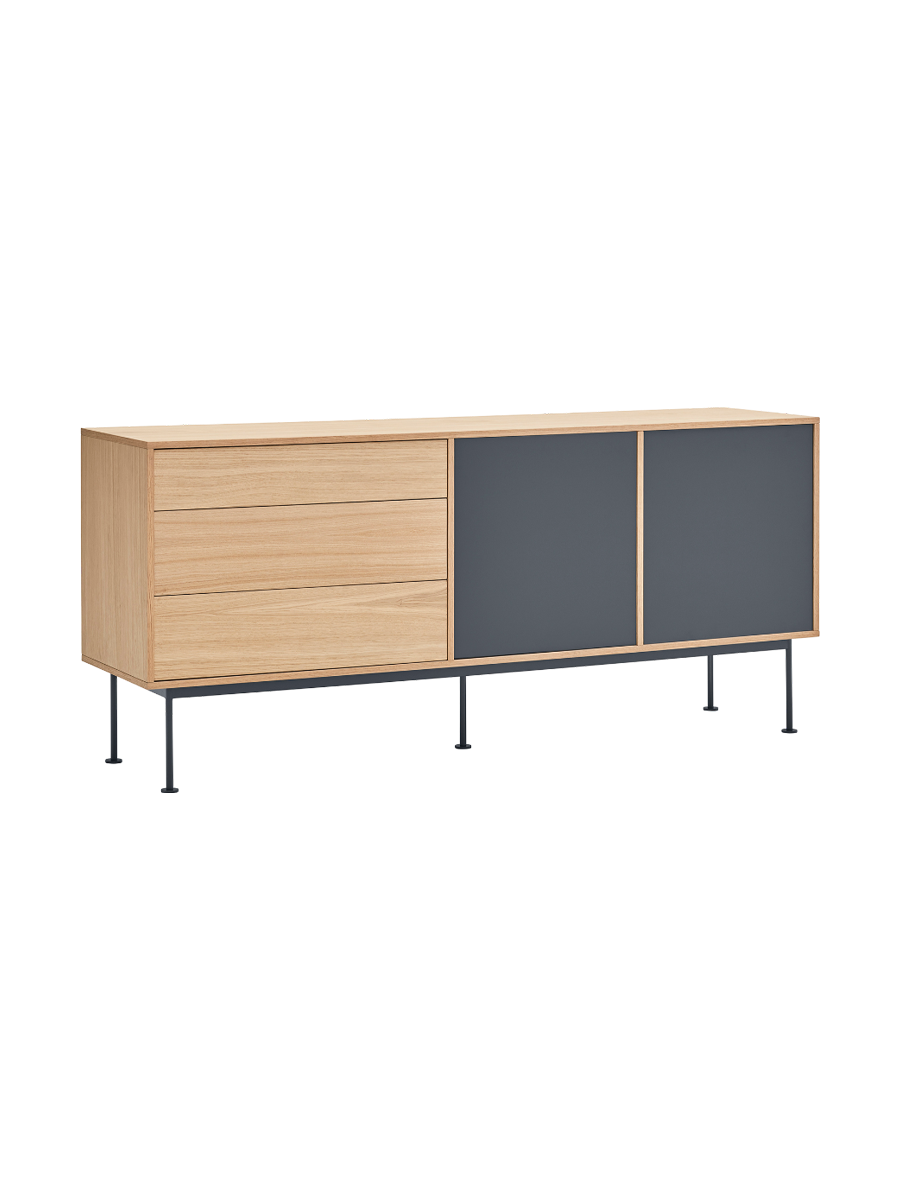 
Large Designer Sideboard "Yoko" - Anthracite / Oak