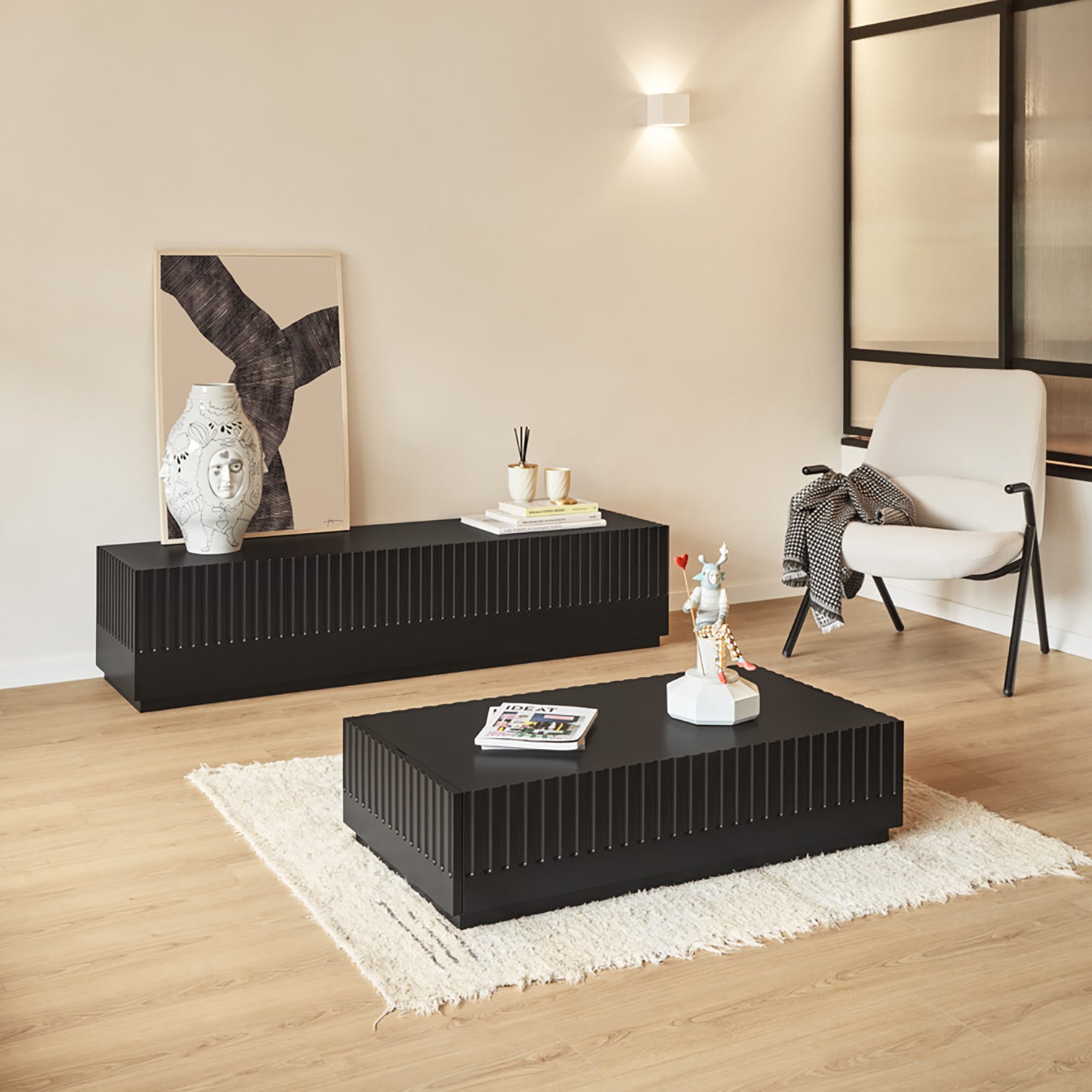 
Table basse design « Doric » 110 x 60 cm - Noir