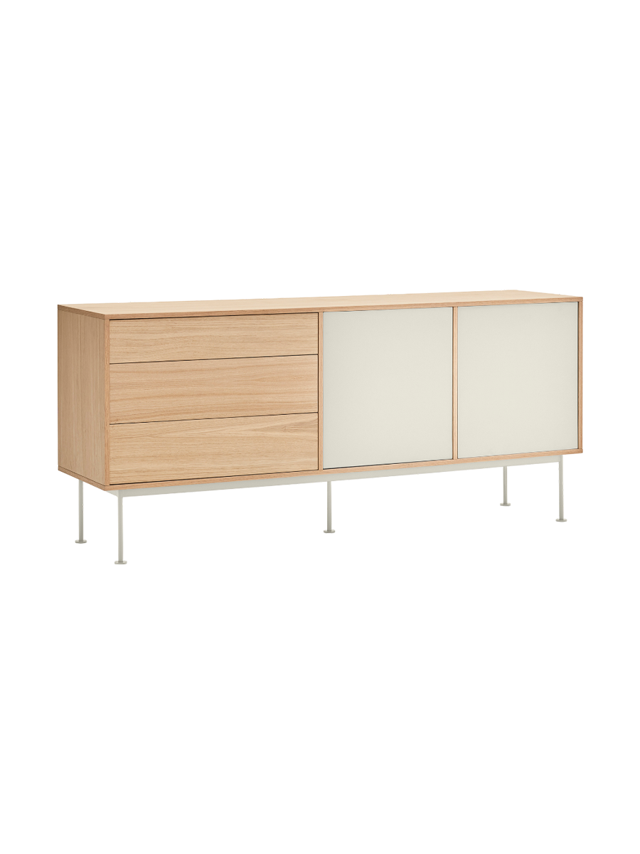 
Large Designer Sideboard "Yoko" - Cream / Oak