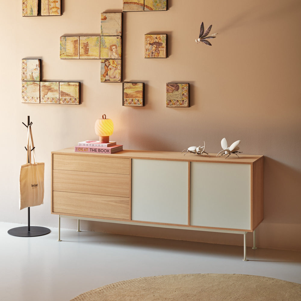 
Large Designer Sideboard "Yoko" - Cream / Oak