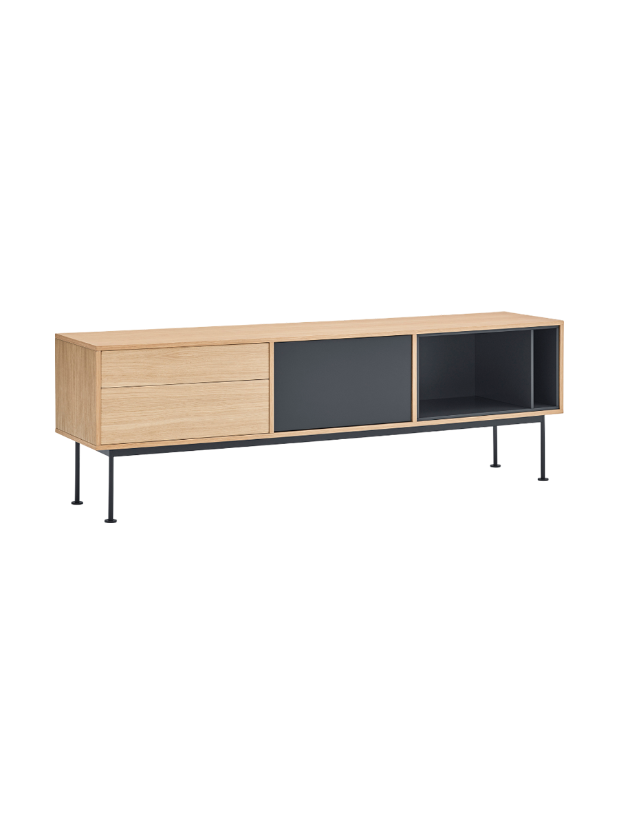 
Design Lowboard „Yoko“ - Anthrazit / Eiche