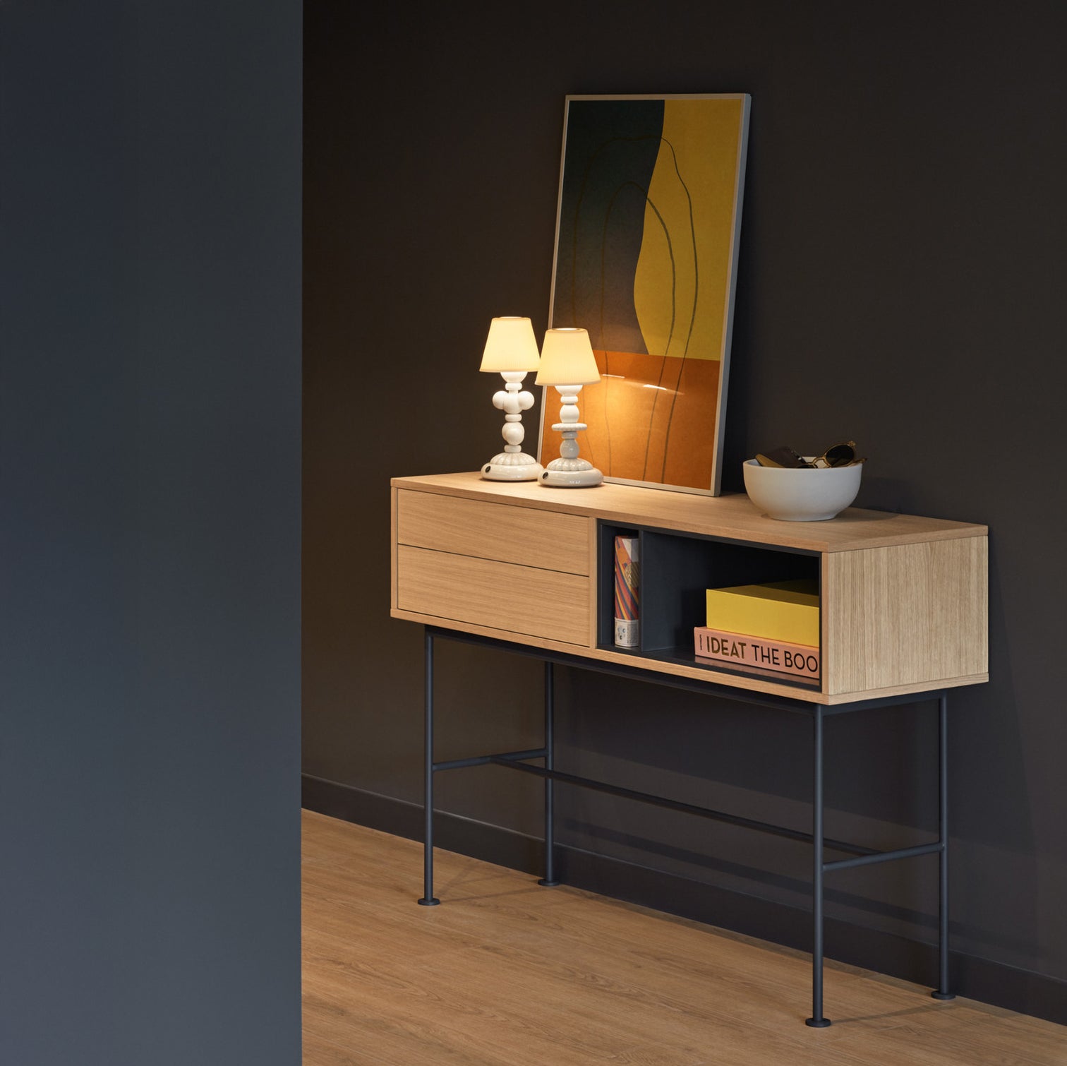 
"Yoko" console table - Anthracite / Oak