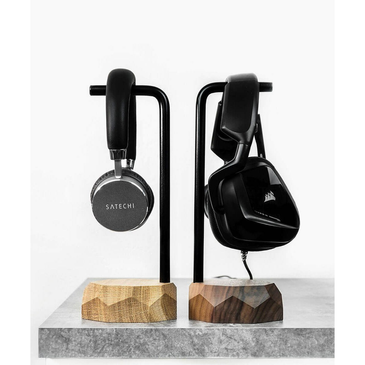 
Support de casque design « Headphone » en bois massif - Chêne