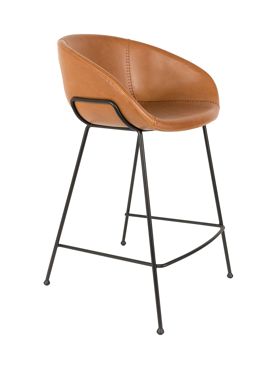 
Hochwertiger Barstuhl „Feston“ - Kunstleder Cognac / Sitzhöhe 65 cm