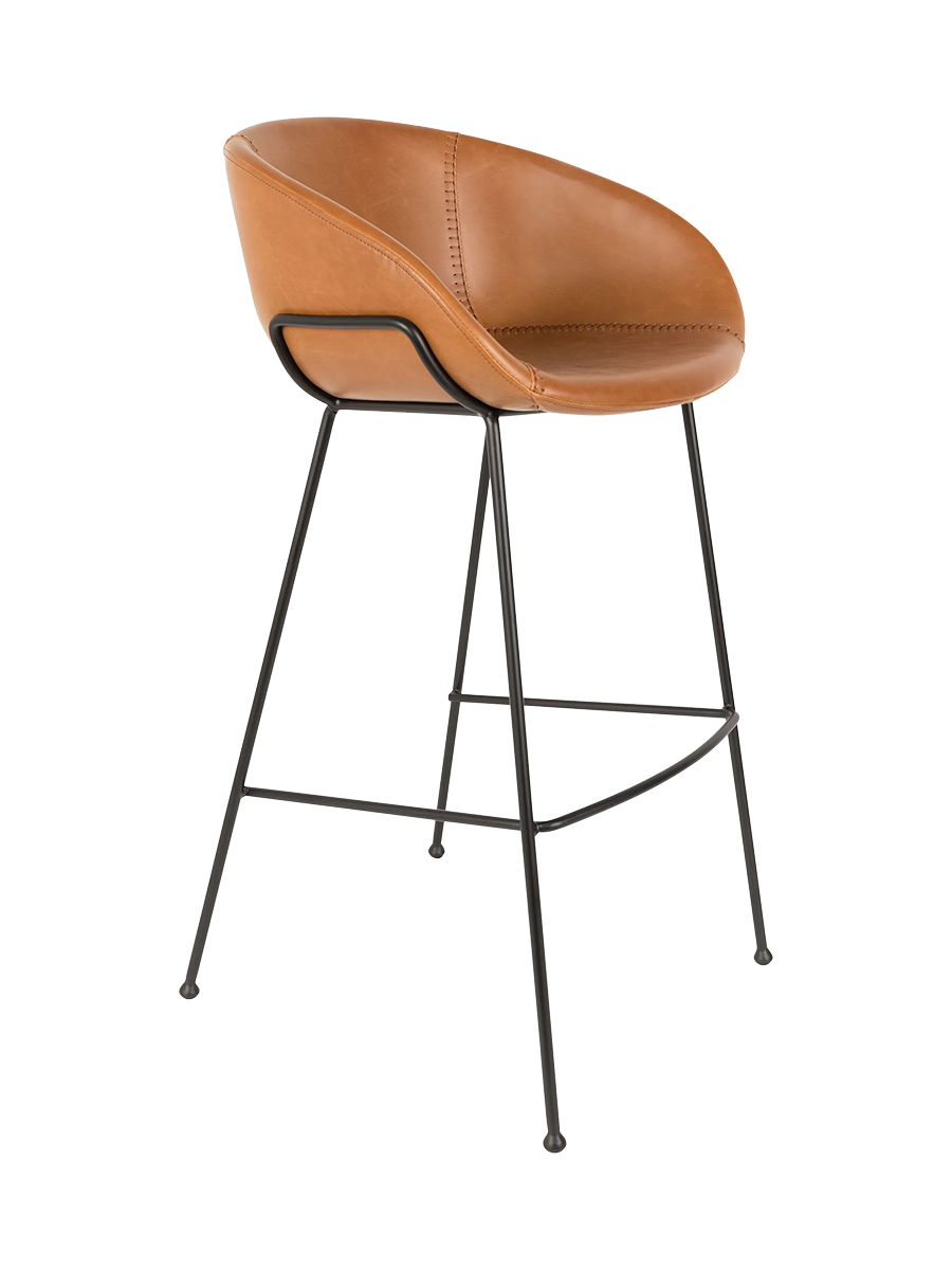 
Hochwertiger Barstuhl „Feston“ - Kunstleder Cognac / Sitzhöhe 76 cm