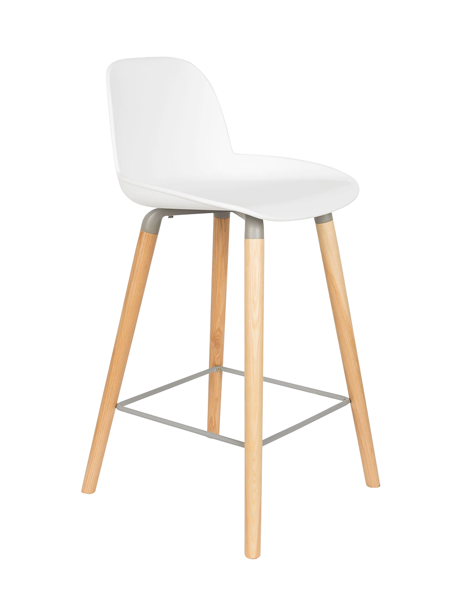 
Design Barstuhl „Albert Kuip“ - Sitzhöhe 65 cm / Weiss / Natural