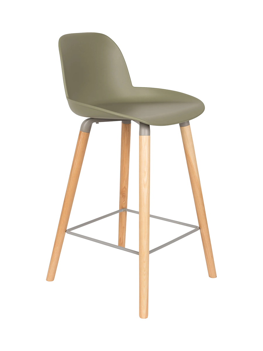 
Design Barstuhl „Albert Kuip“ - Sitzhöhe 65 cm / Grün / Natural