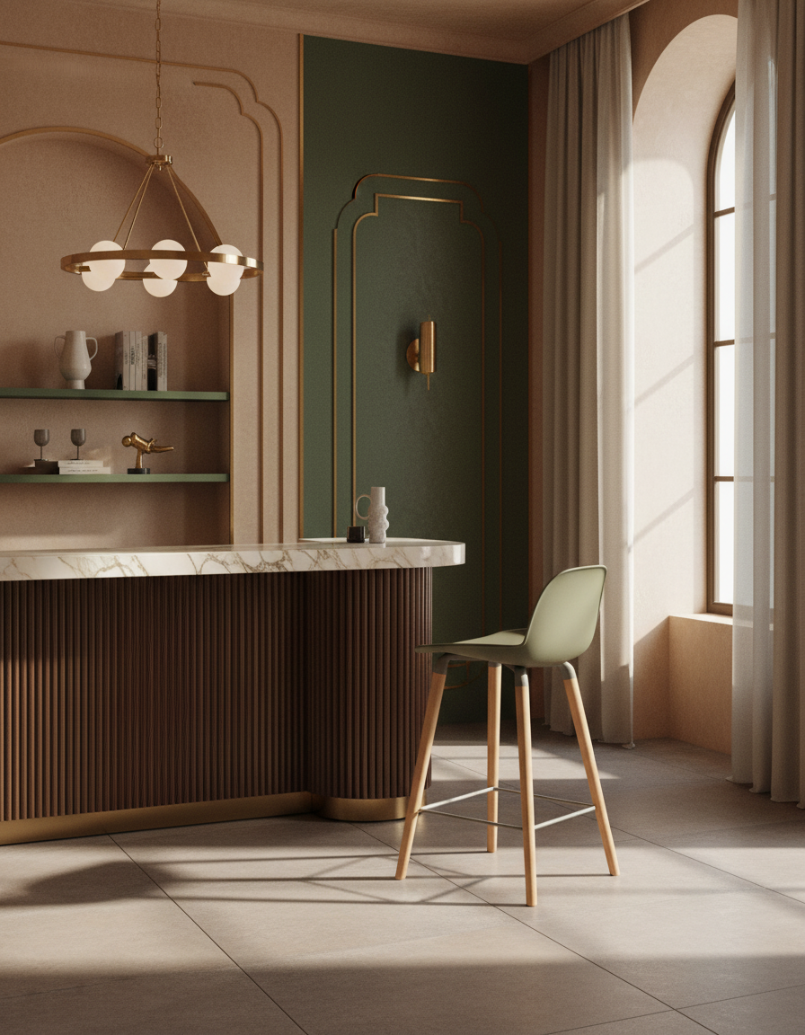 
Design Barstuhl „Albert Kuip“ - Sitzhöhe 65 cm / Grün / Natural