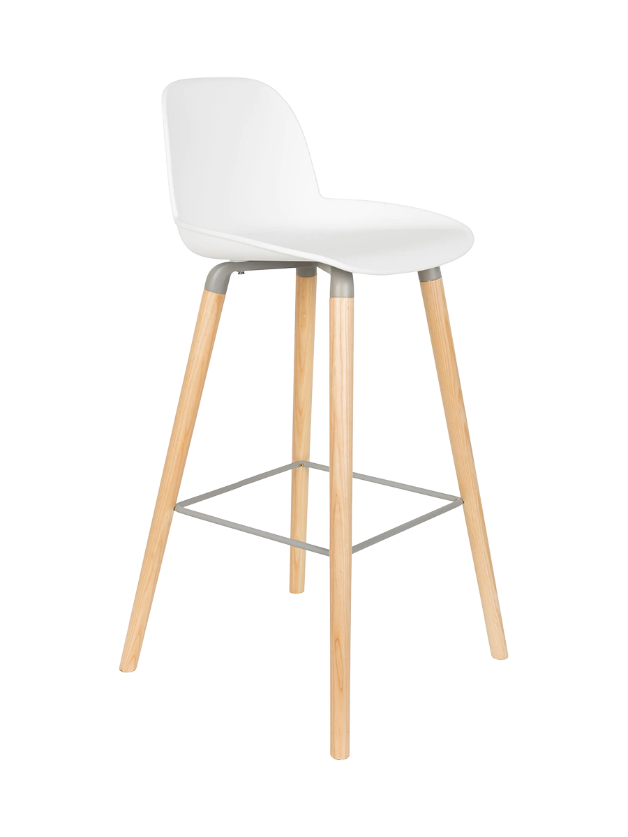 
Design Barstuhl „Albert Kuip“ - Sitzhöhe 75 cm / Weiss / Natural