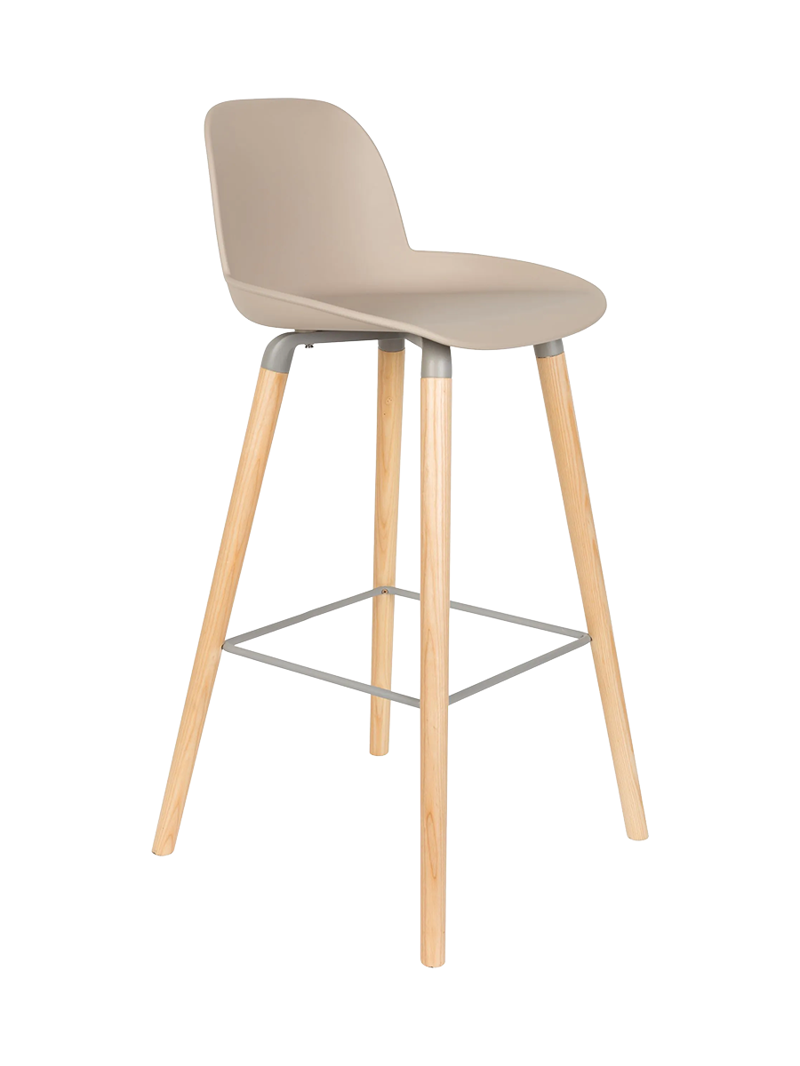 
Design Barstuhl „Albert Kuip“ - Sitzhöhe 75 cm / Taupe / Natural