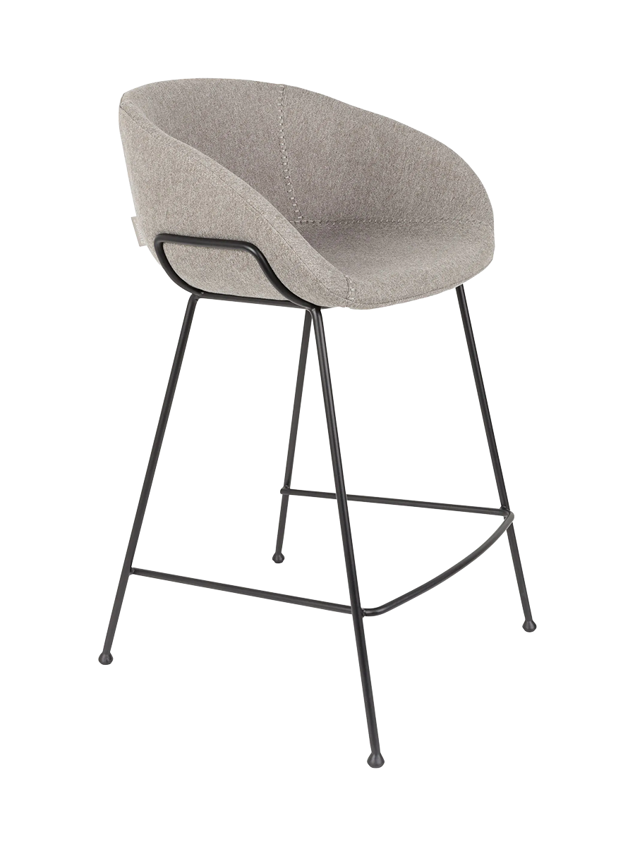 
Hochwertiger Barstuhl „Feston“ - Strukturstoff Grau / Sitzhöhe 65 cm