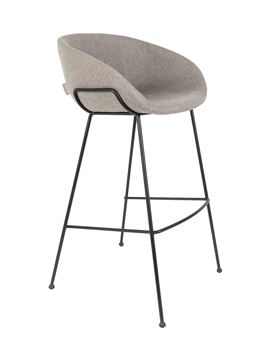 
Hochwertiger Barstuhl „Feston“ - Strukturstoff Grau / Sitzhöhe 76 cm