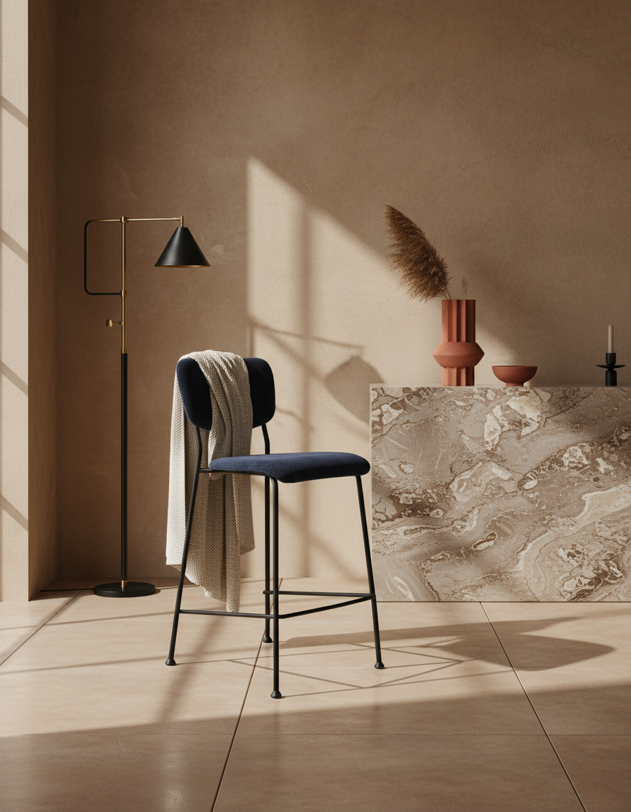 
Design Barstuhl „Benson“ - Dunkelblau