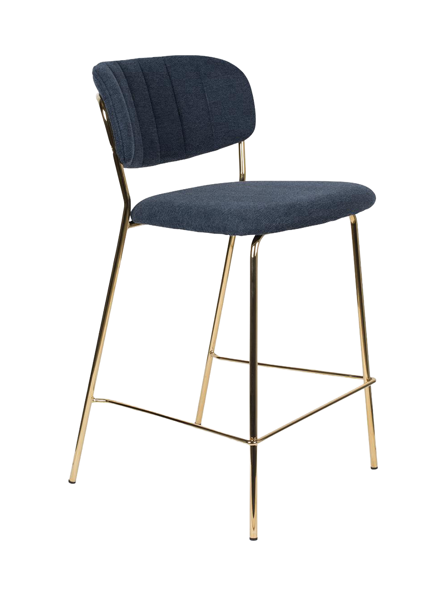 
High-Quality Bar Stool "Jolien" - Gold / Dark Blue